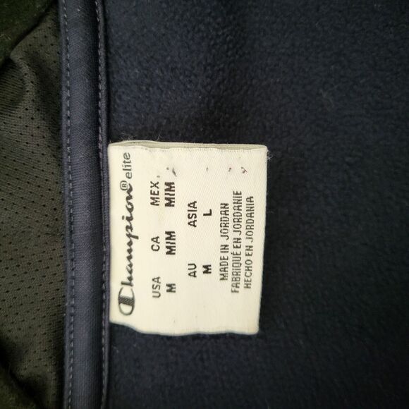 Champion Elite 1/4 Zip Hoodie Mens M Blue Athleisure Kangaroo Pocket Long Sleeve - Picture 4 of 7